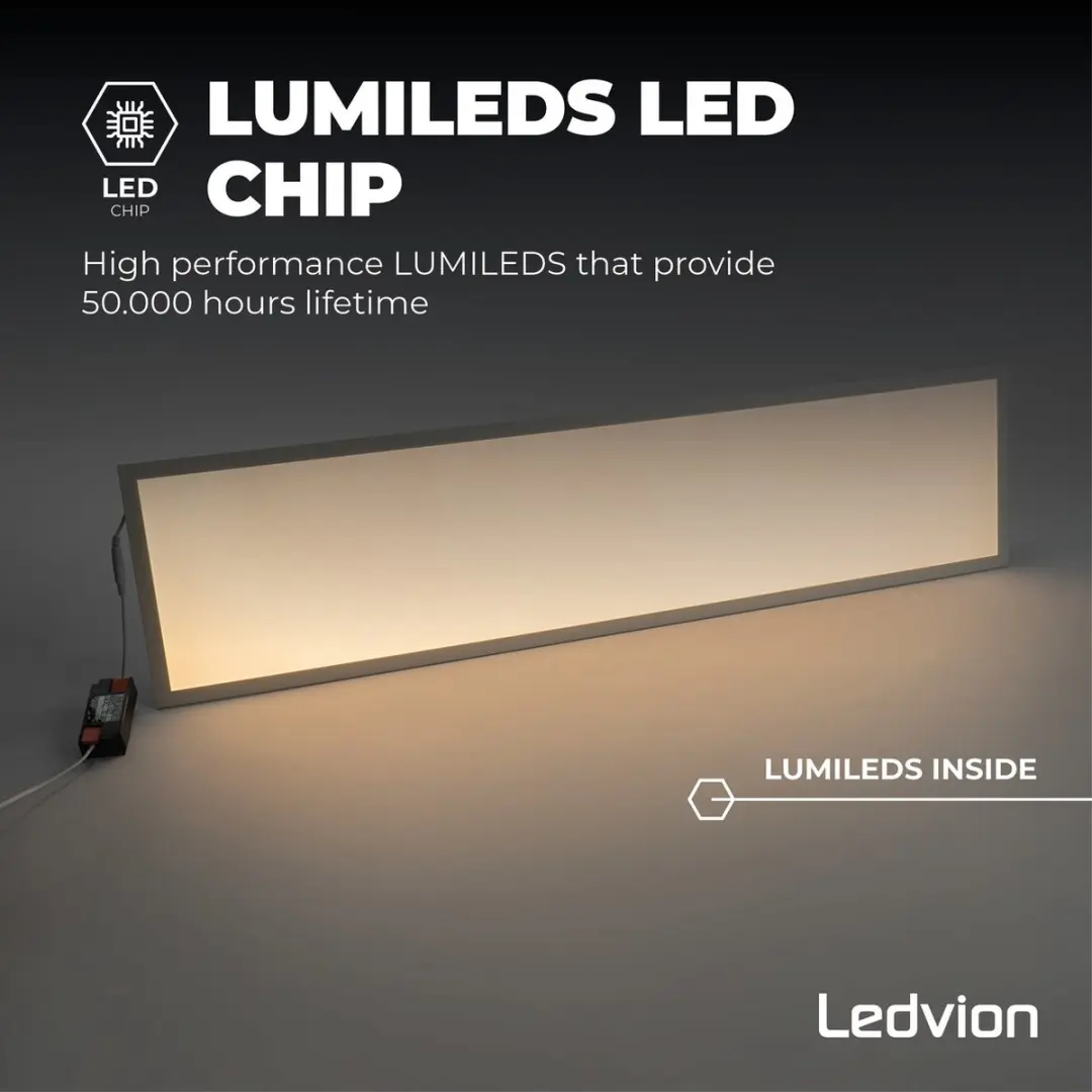 LEDVION LED Panel 120x30 36W 3000K - Wit - afbeelding 6 van 6