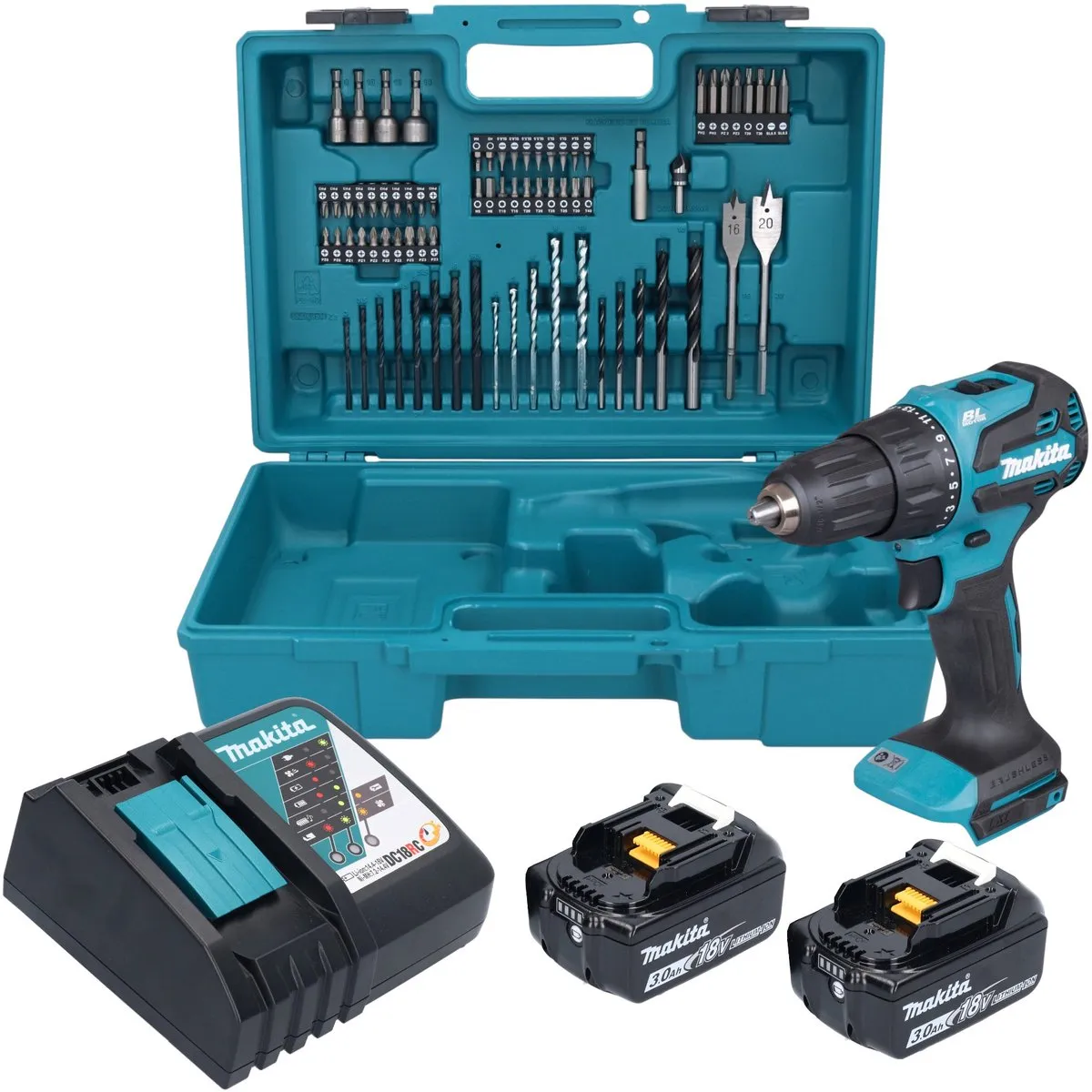 Makita DHP490RFX3 Klopboormachine - 2x 3.0Ah accu's + bitset