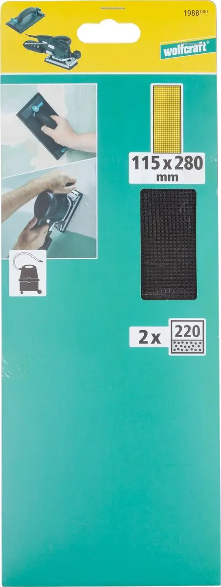 Wolfcraft Schuurgaas 220 Korrel 115x280mm - 2 Stuks