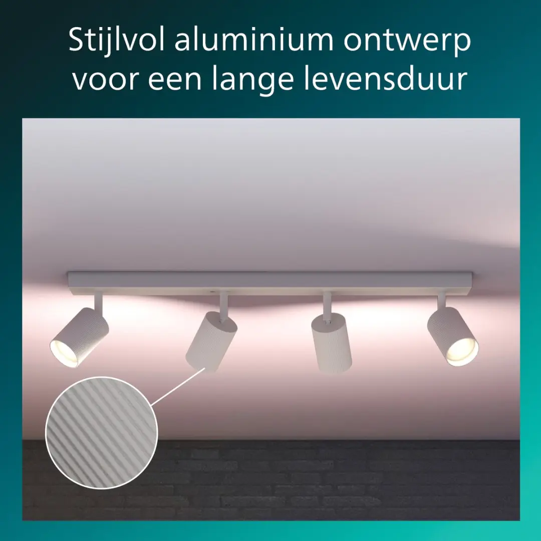 Philips Wyatt Opbouwspot GU10 4-delig - Wit