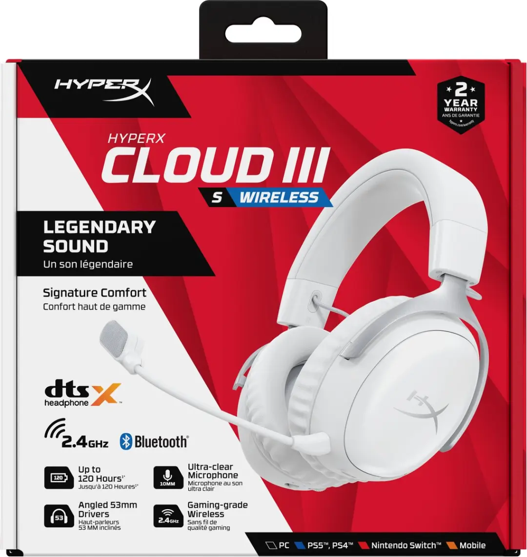 HyperX Cloud III S Wireless AX6G1AA Gaming Headset - Wit