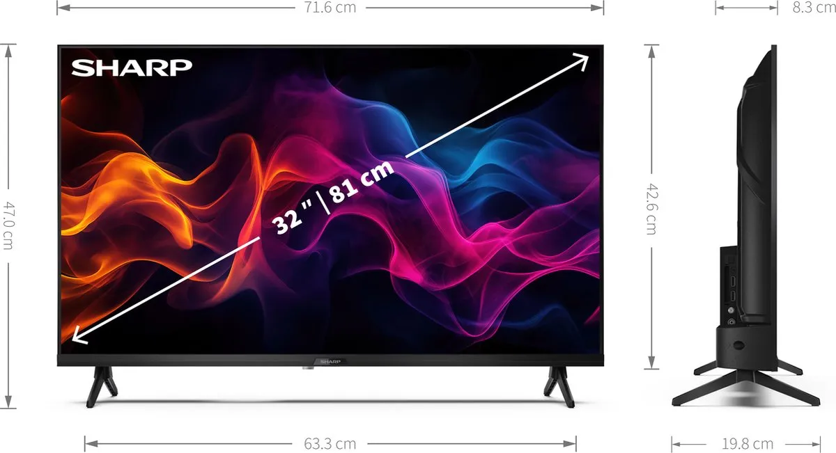 Sharp 32GF3265 QLED TV 32 inch - Full HD - Google TV - Zwart