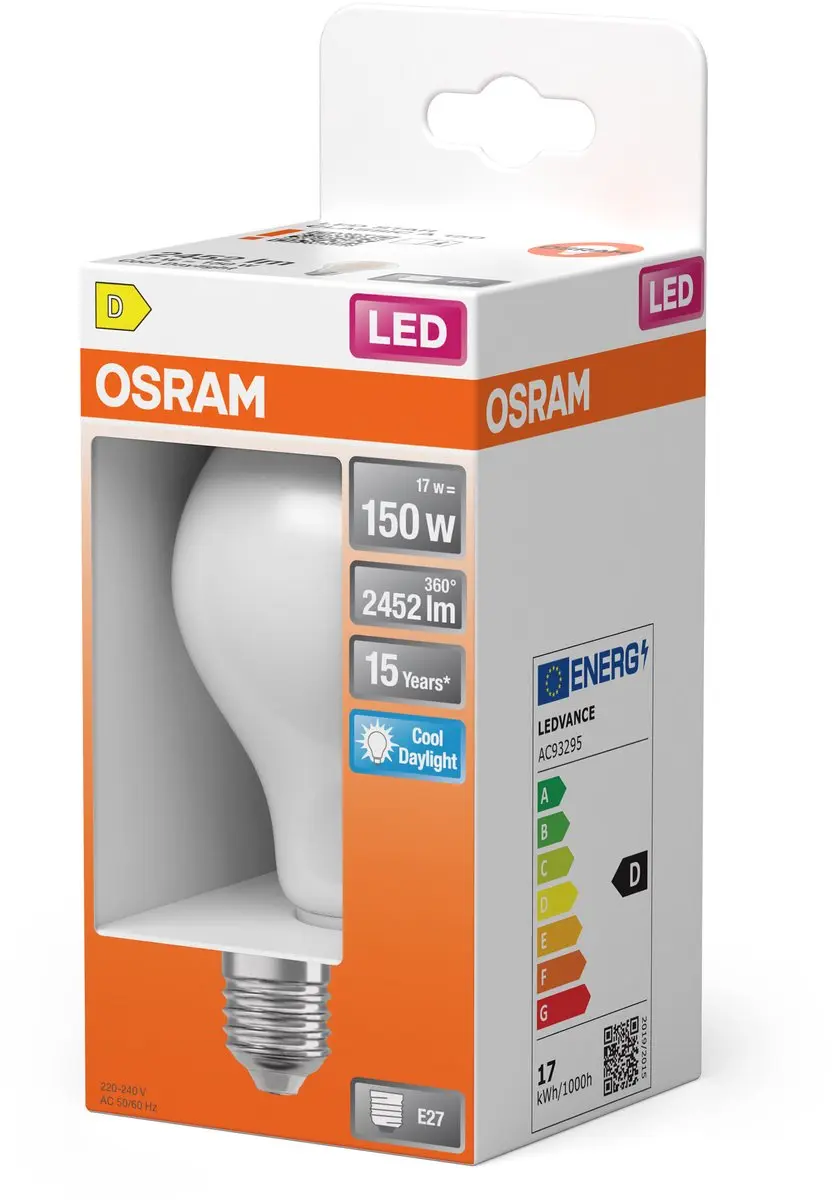 Osram LED STAR CLASSIC A 150 Filament - 17W 2452lm Koelwit Mat