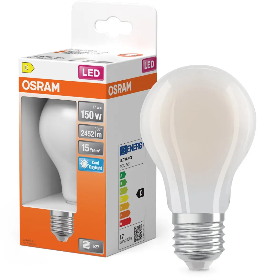 Osram LED STAR CLASSIC A 150 Filament - 17W 2452lm Koelwit Mat