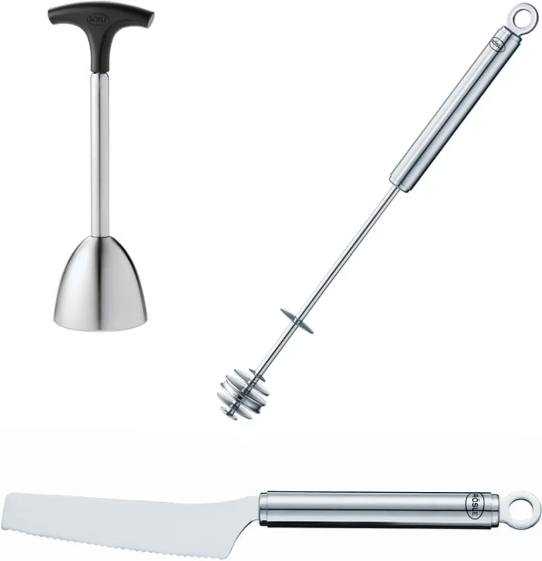 Rösle Eiertopper & Honinglepel & Smeermes RVS