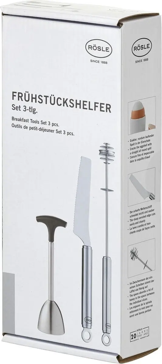 Rösle Eiertopper & Honinglepel & Smeermes RVS - 3 Stuks - afbeelding 6 van 6