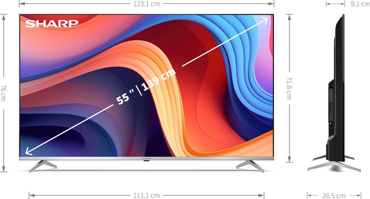 Sharp Aquos 55GP6260 - 55 inch 4K UHD QLED met Google TV
