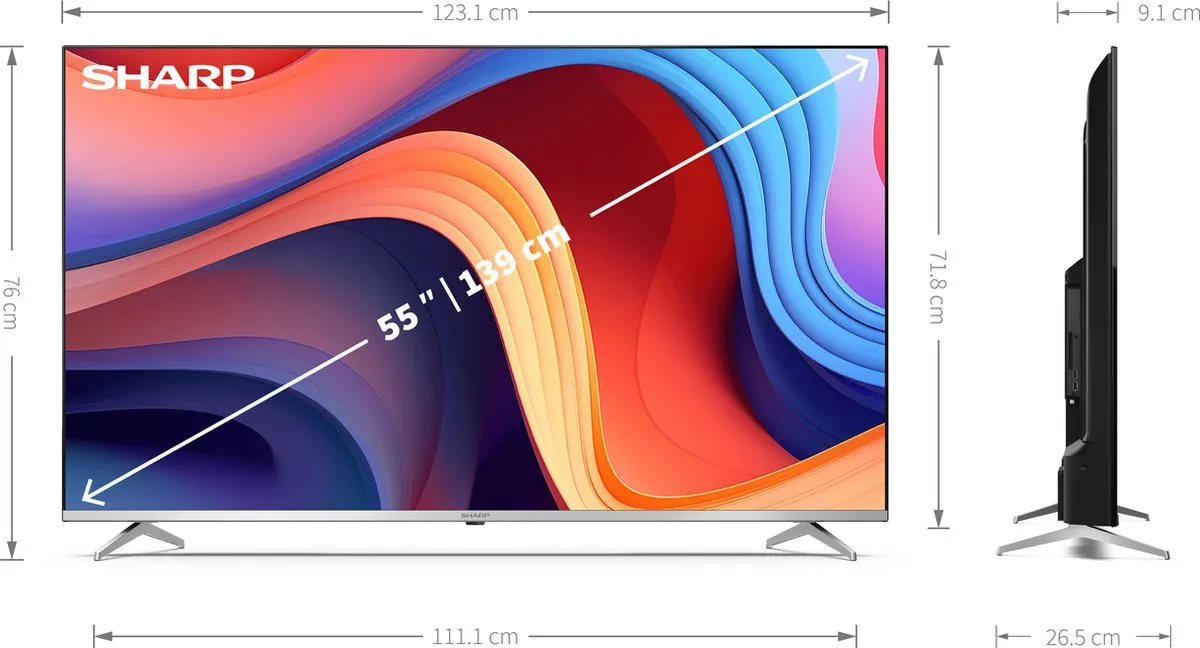 Sharp Aquos 55GP6260 55 inch QLED 4K TV - Zilver