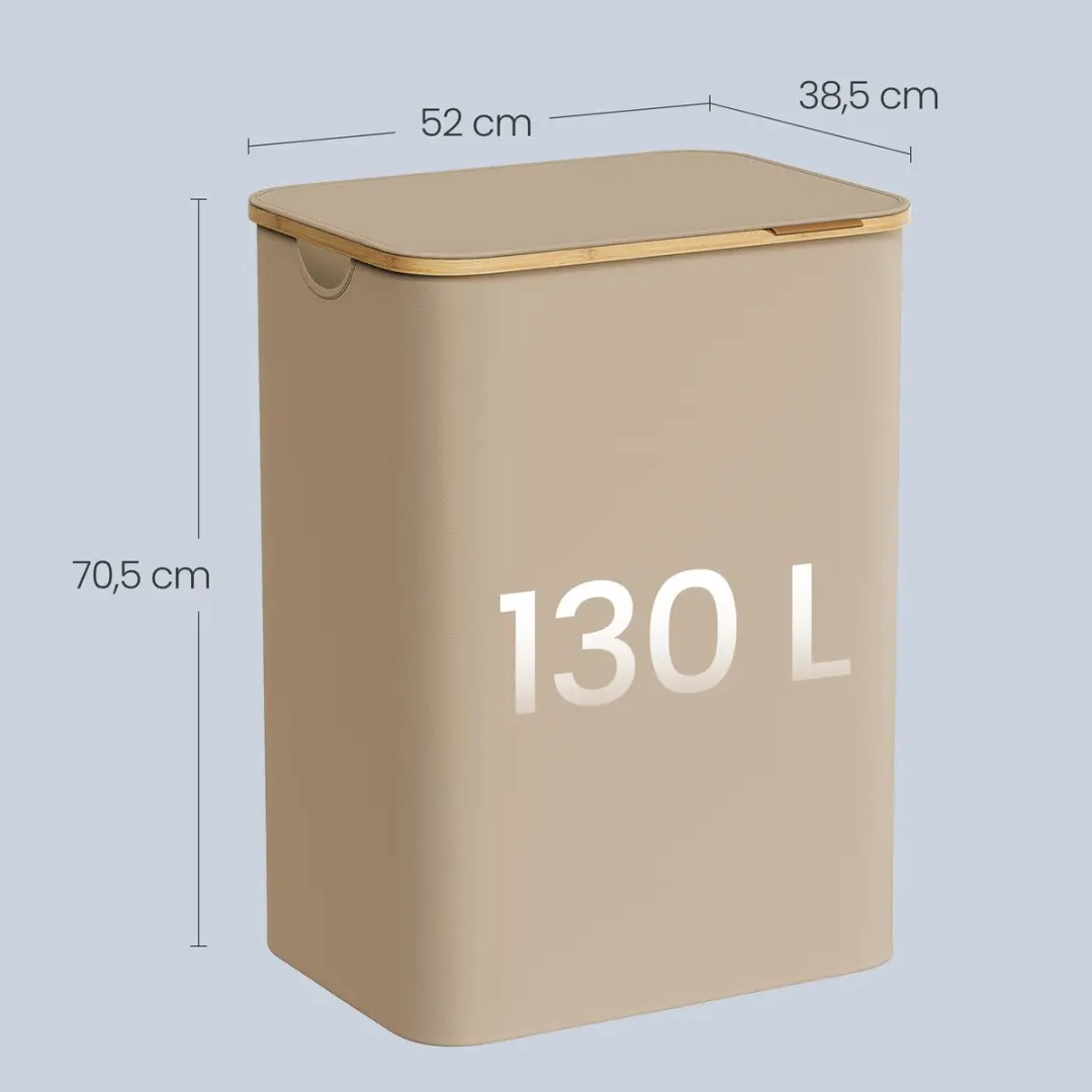 Songmics Wasmand Opvouwbaar 130L - 4 Vakken - Inclusief Waszak