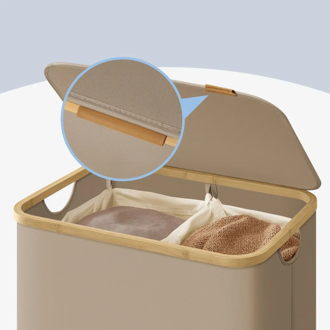 Songmics Wasmand Opvouwbaar 130L - 4 Vakken - Inclusief Waszak