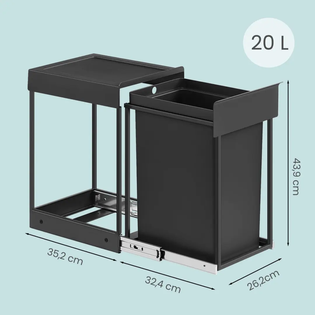 Songmics Inbouwprullenbak 20L - Grijs