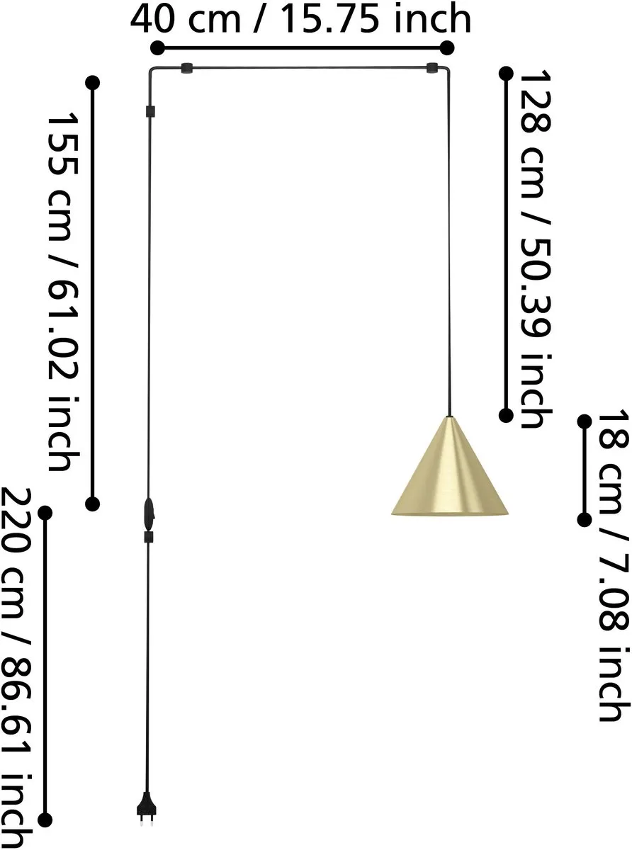 Eglo Narices Hanglamp E27 - Staal - Zwart/Goud