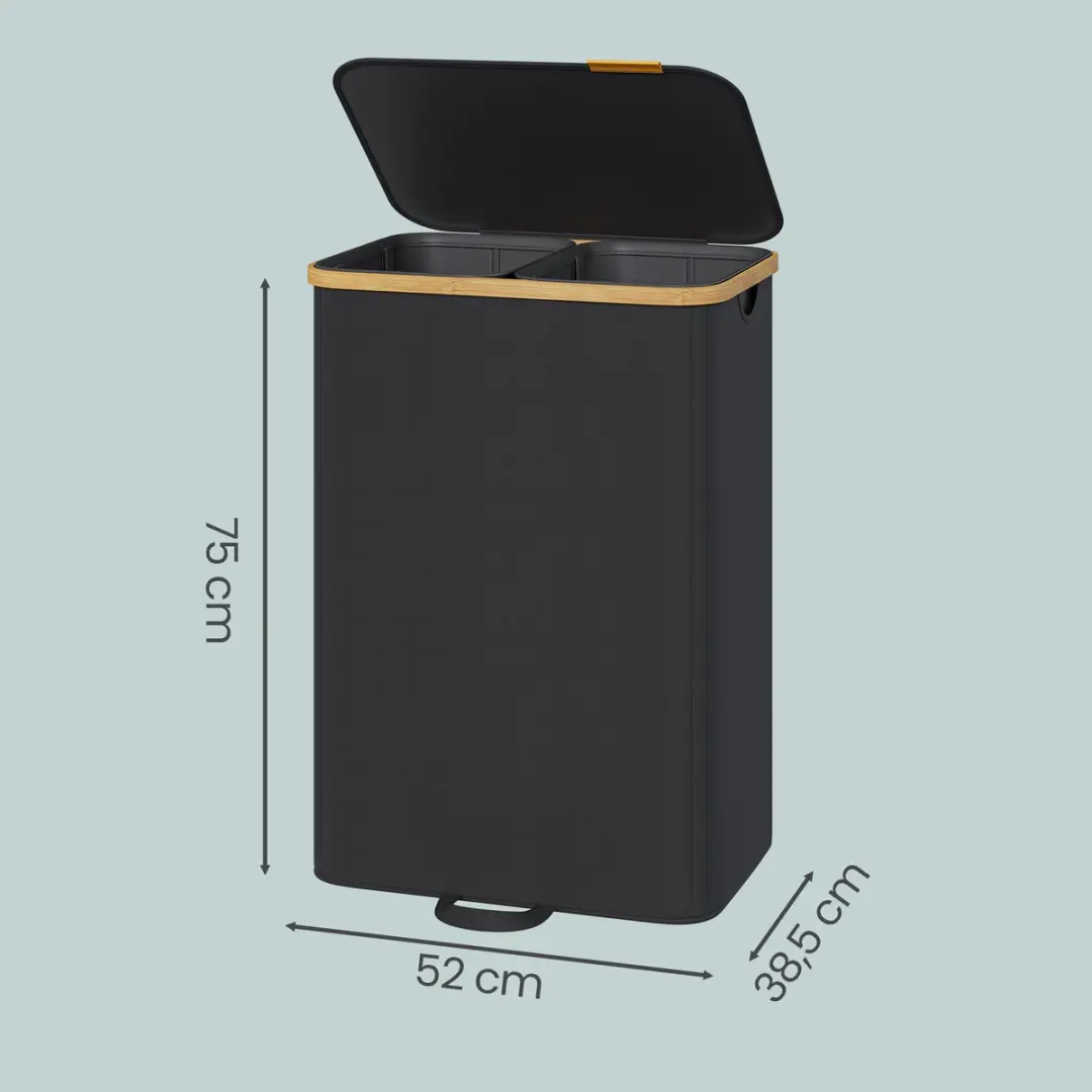 Songmics Wasmand met Deksel 150L - 2 Compartimenten