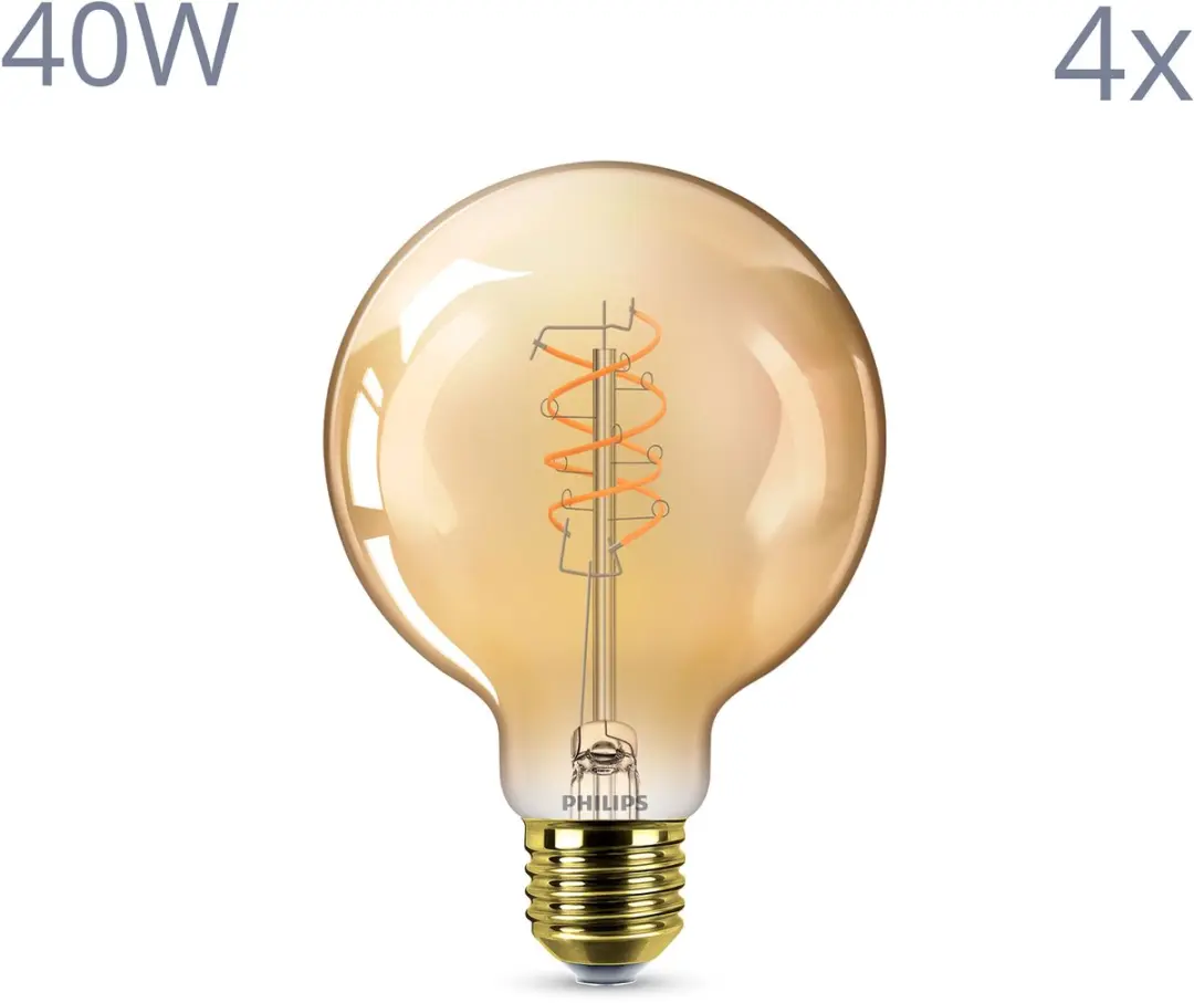 Philips LED E27 Globelamp 5.5W Warmwit - 4 Stuks