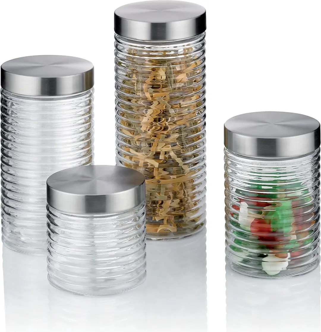 Kela Diana Voorraadpot 1.6L - Glas/RVS Zilver