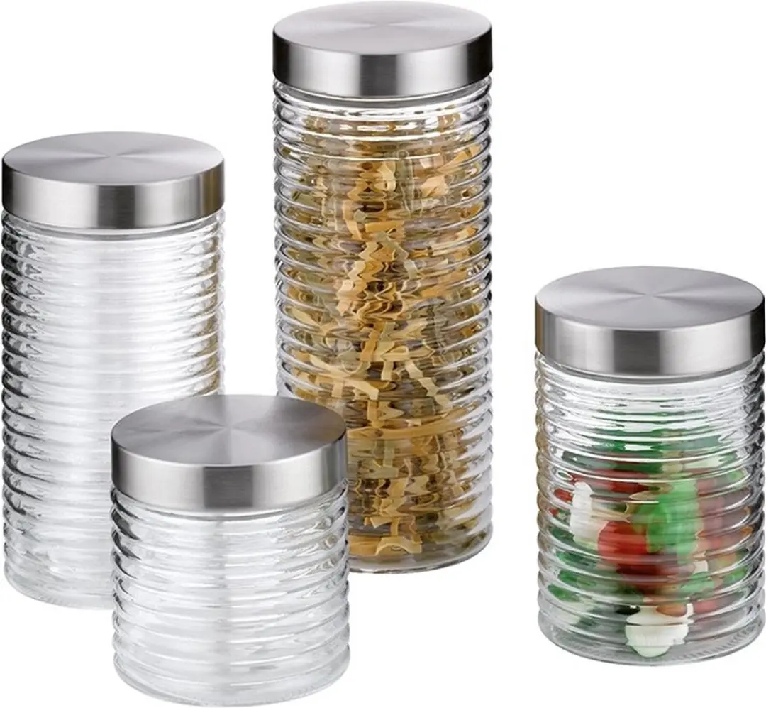 Kela Diana Voorraadpot 1.6L - Glas/RVS Zilver