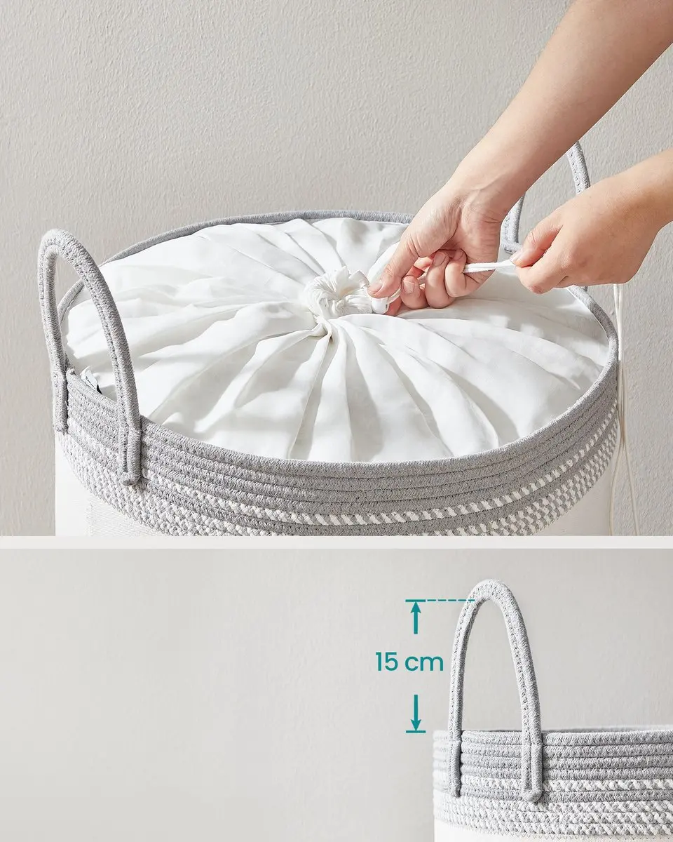 Songmics Wasmand 90L - Wolkenwit/Duifgrijs