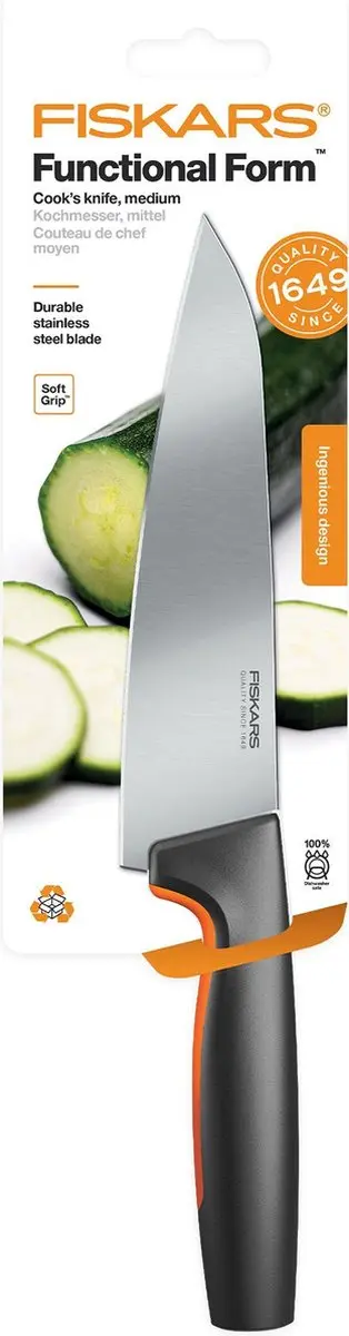 Fiskars Functional Form Koksmes 16cm - RVS - Zwart