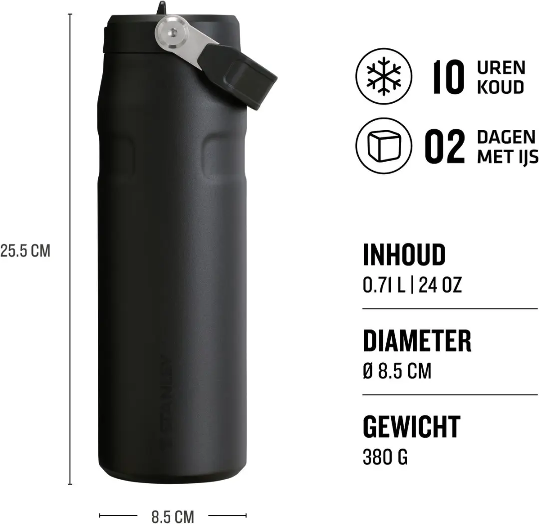 Stanley Flip Straw 2.0 Waterfles 0.7L - Black