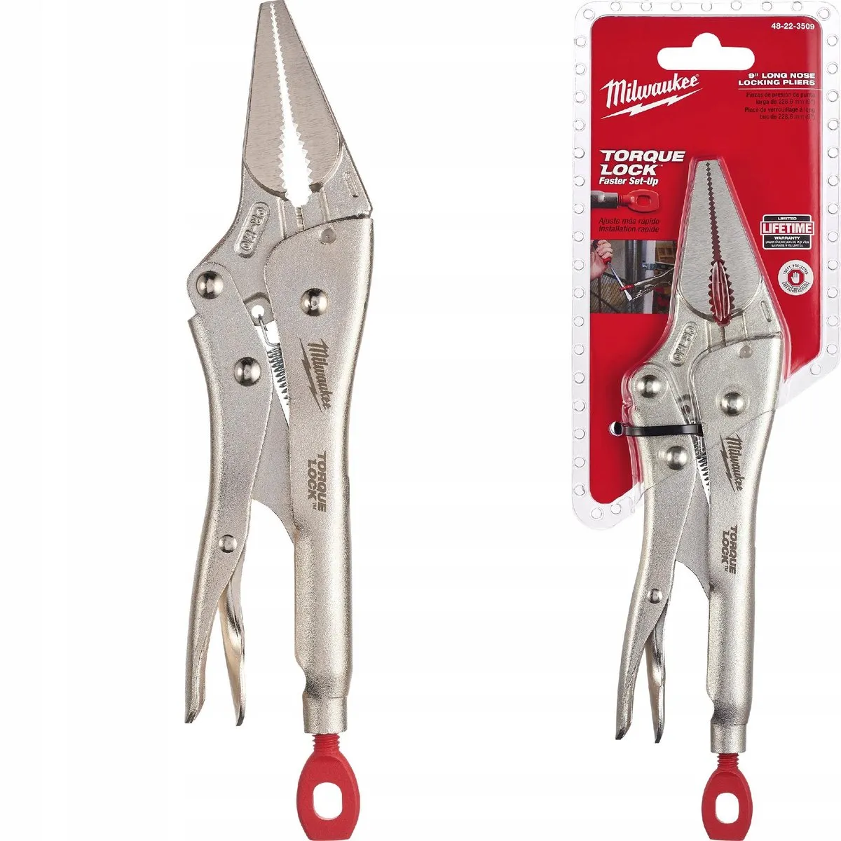 Milwaukee TORQUE LOCK 9 Griptang Lange Neus 4932471733 - Chroom