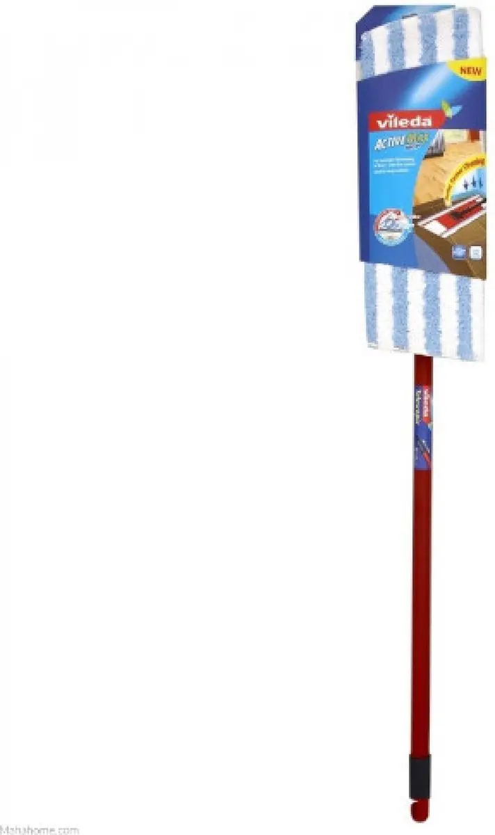 Vileda Active Max Platte Mop 130cm - Rood/Wit/Blauw - afbeelding 4 van 4