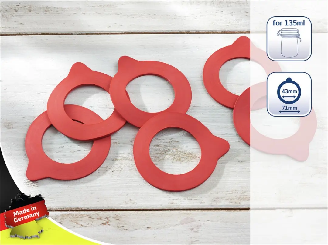 Leifheit Rubberen Weckringen 3214 - 6 Stuks - Rood