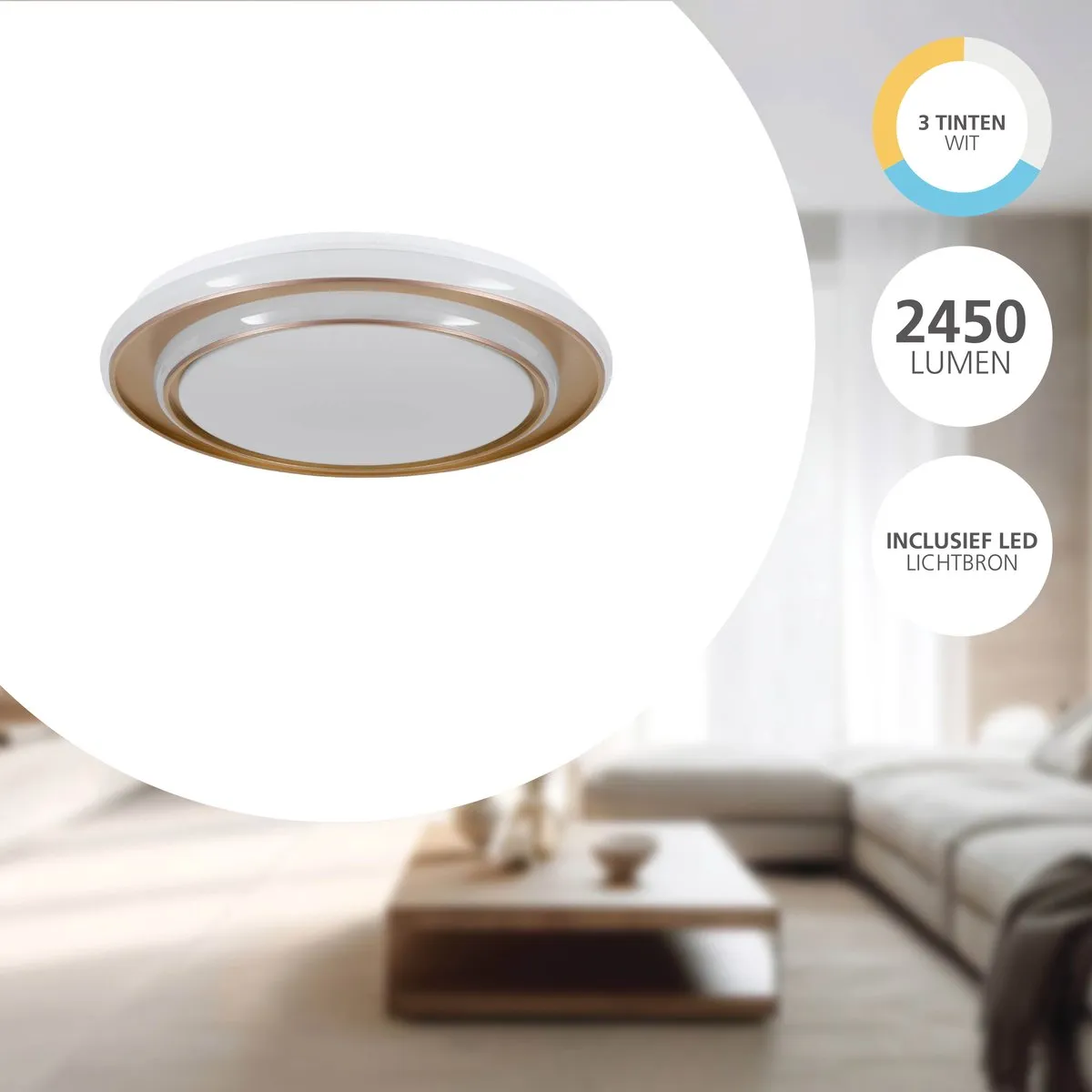 Eglo Moschetta Plafondlamp Ø40cm - Goud/Wit - Instelbaar wit licht