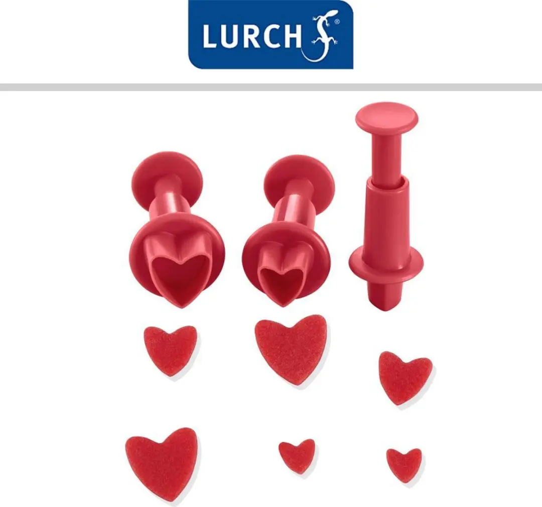 Lurch Uitsteekvormen Hart - 3 Stuks - Rood
