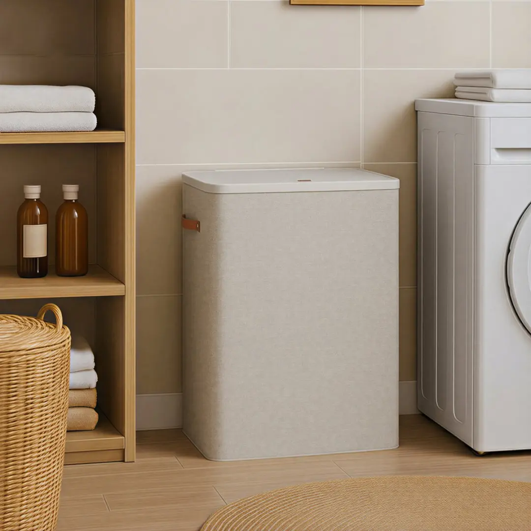 Songmics LCB814LH01 Wasmand 190L - 3 Vakken met Deksel
