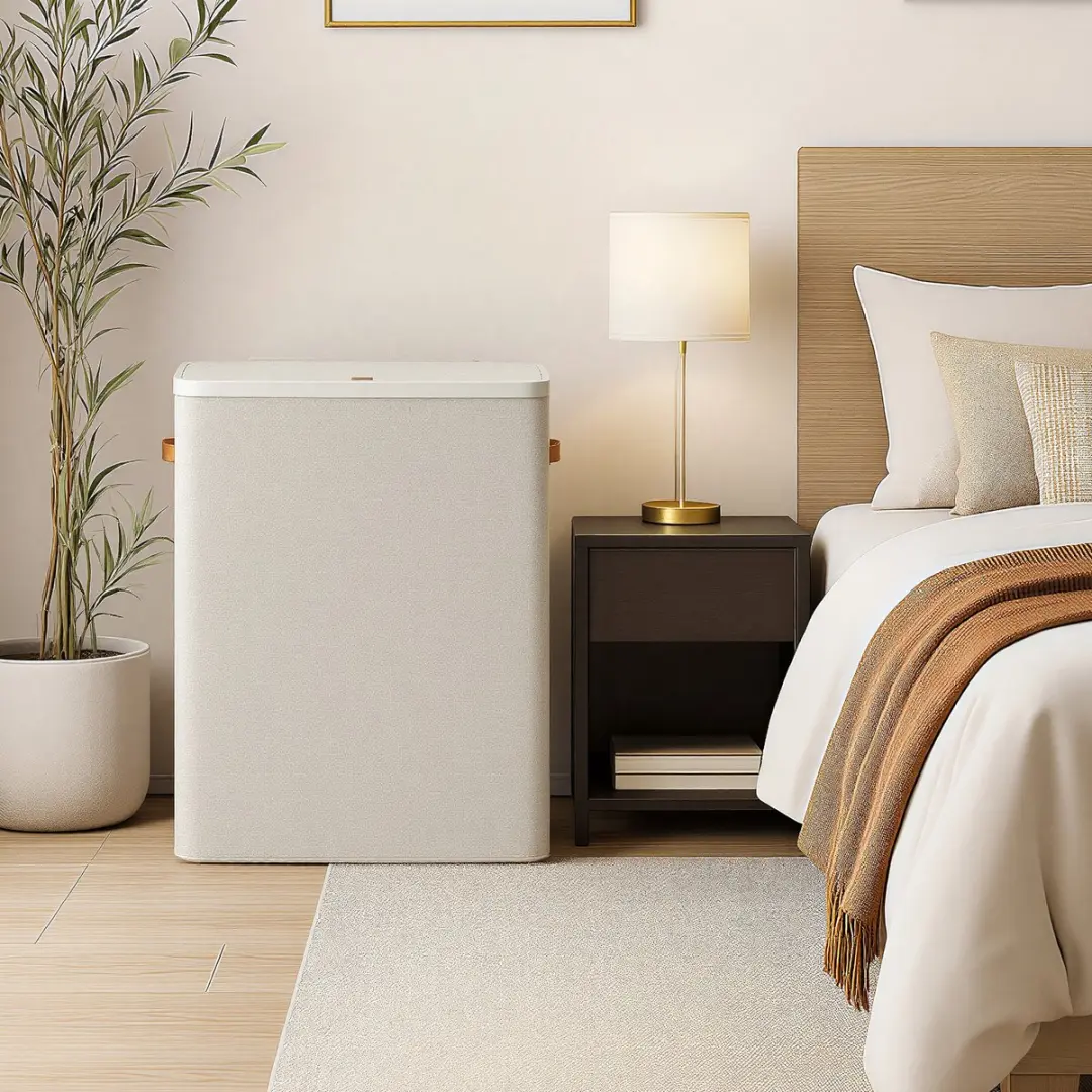 Songmics LCB814LH01 Wasmand 190L - 3 Vakken met Deksel
