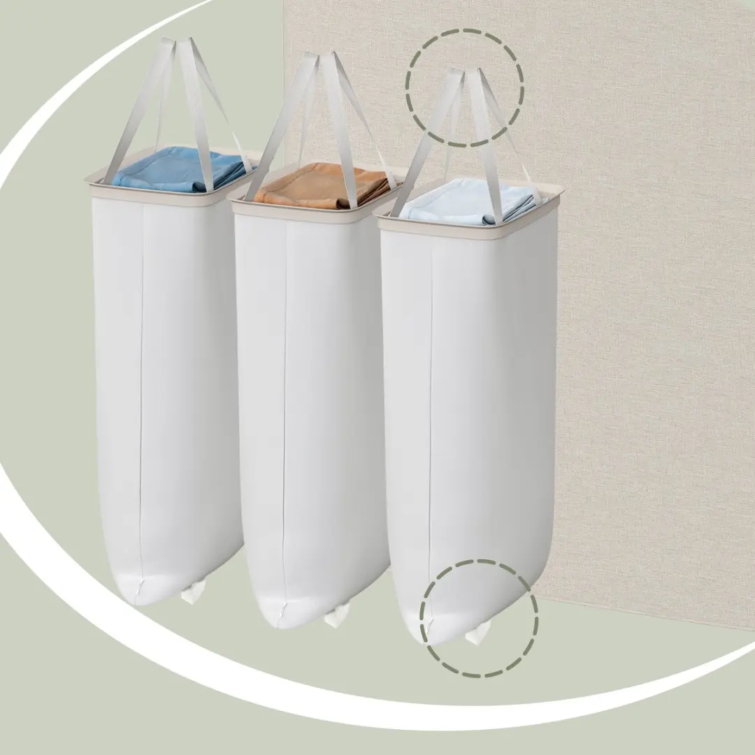 Songmics LCB814LH01 Wasmand 190L - 3 Vakken met Deksel