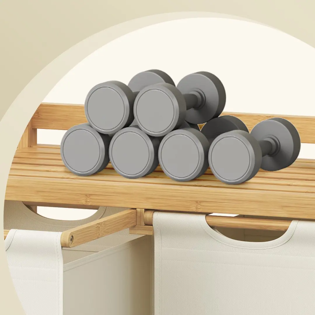 Songmics Wasmand Bamboe 200L - 4 Vakken met Plank - afbeelding 6 van 6