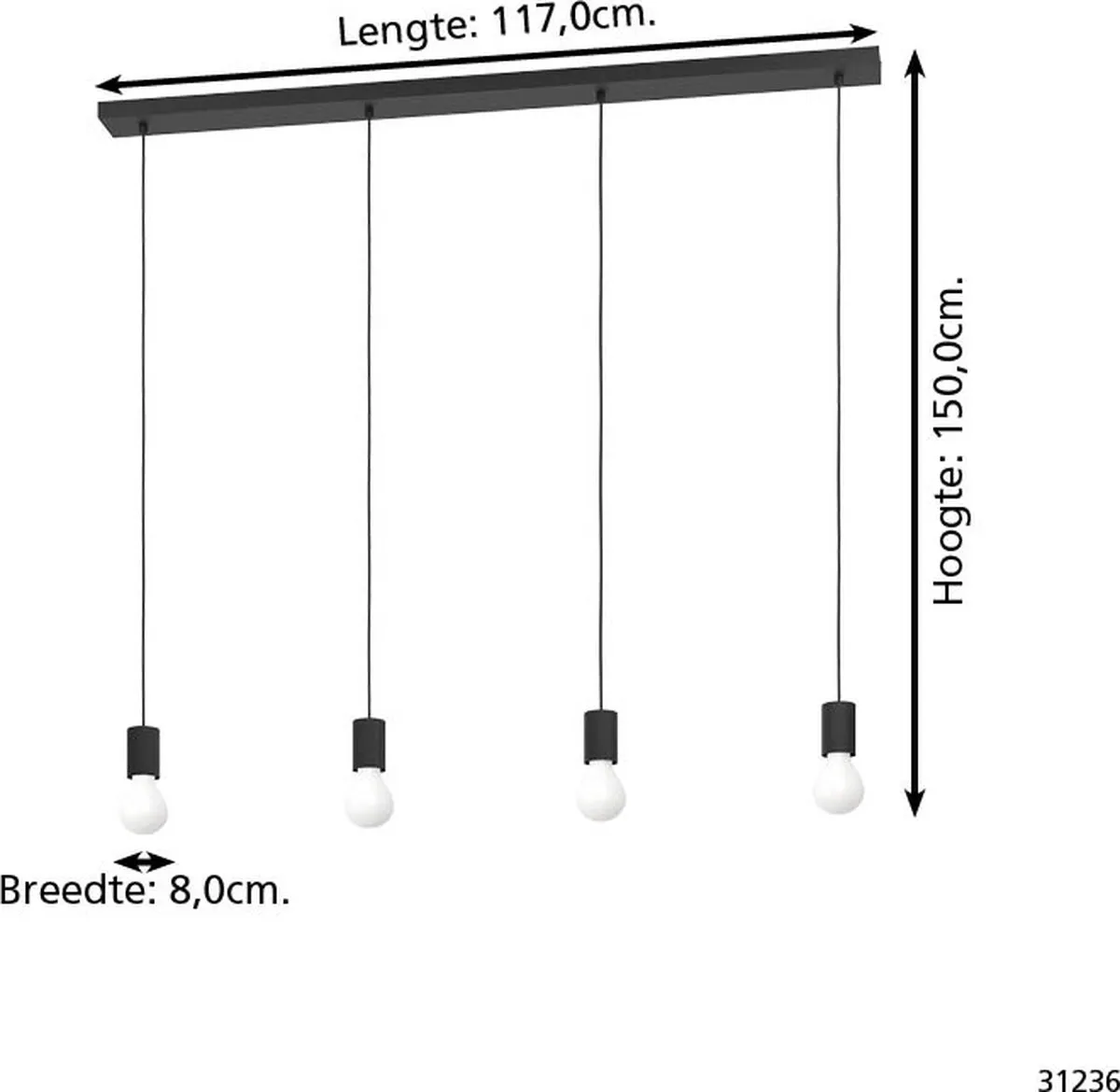 Eglo Nogalte Hanglamp 3xE27 - 117cm - Zwart