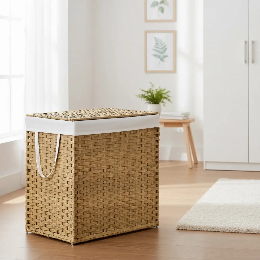 Songmics Opvouwbare Wasmand 160L - 2 Vakken - Rattan