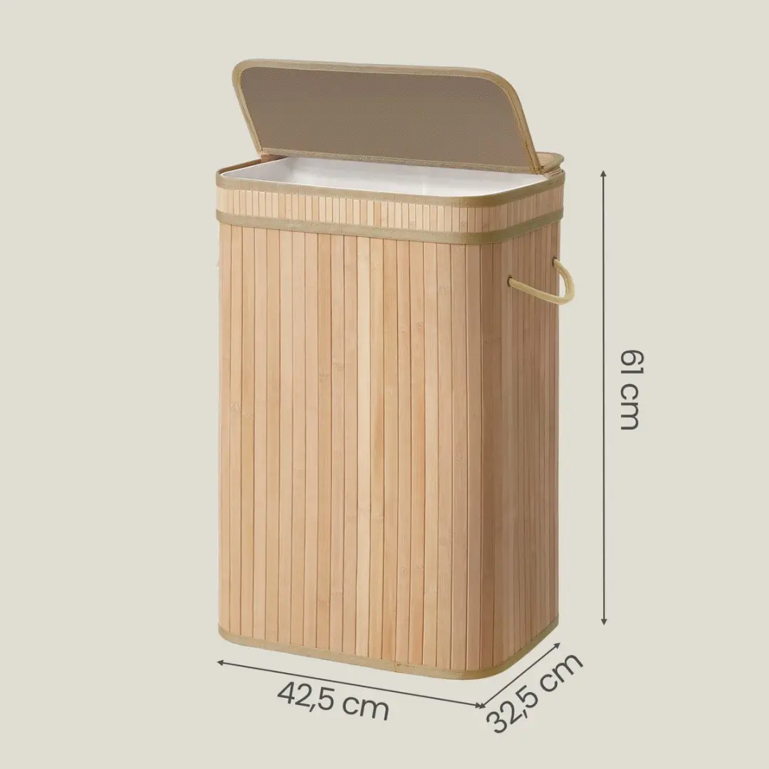 Songmics LCB061N01 Wasmand met Deksel 72L - Bamboe