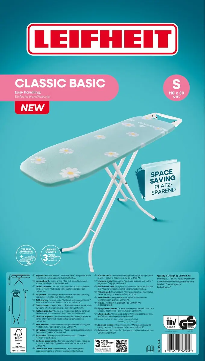 Leifheit Classic S Basic Strijkplank 110x30cm - Bloemen