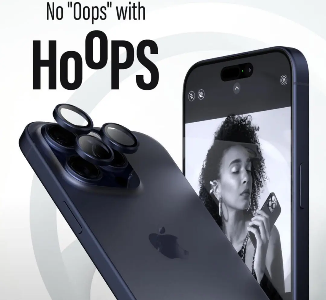 PanzerGlass Optical Hoop Rings iPhone 15 Pro/Pro Max - Camera Lens Glas - Titanium Blauw