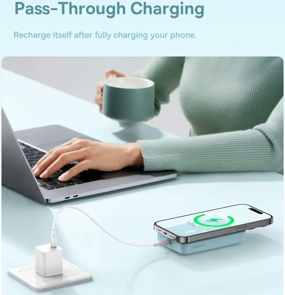 Baseus Mini Powerbank 10000mAh Blauw - 30W MagSafe