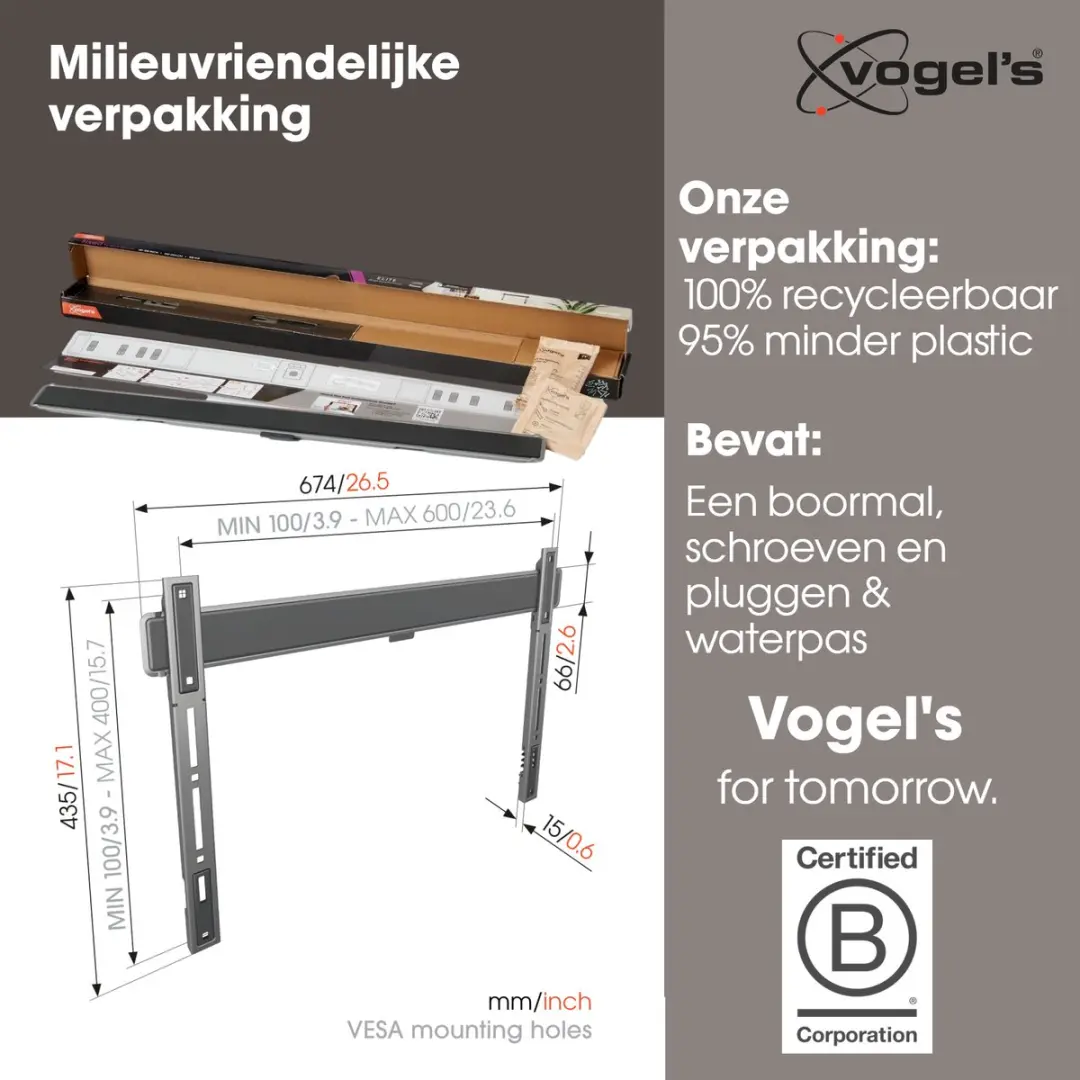 Vogel's ELITE TVM 5605 TV-Beugel - 40-100" - 100kg - VESA 600x400 - Zwart