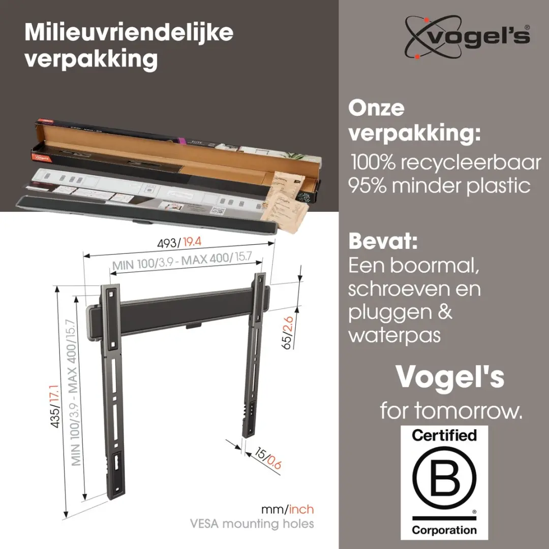 Vogel's ELITE TVM 5405 TV-Beugel 32-77" - 75kg - VESA 400x400 - Zwart