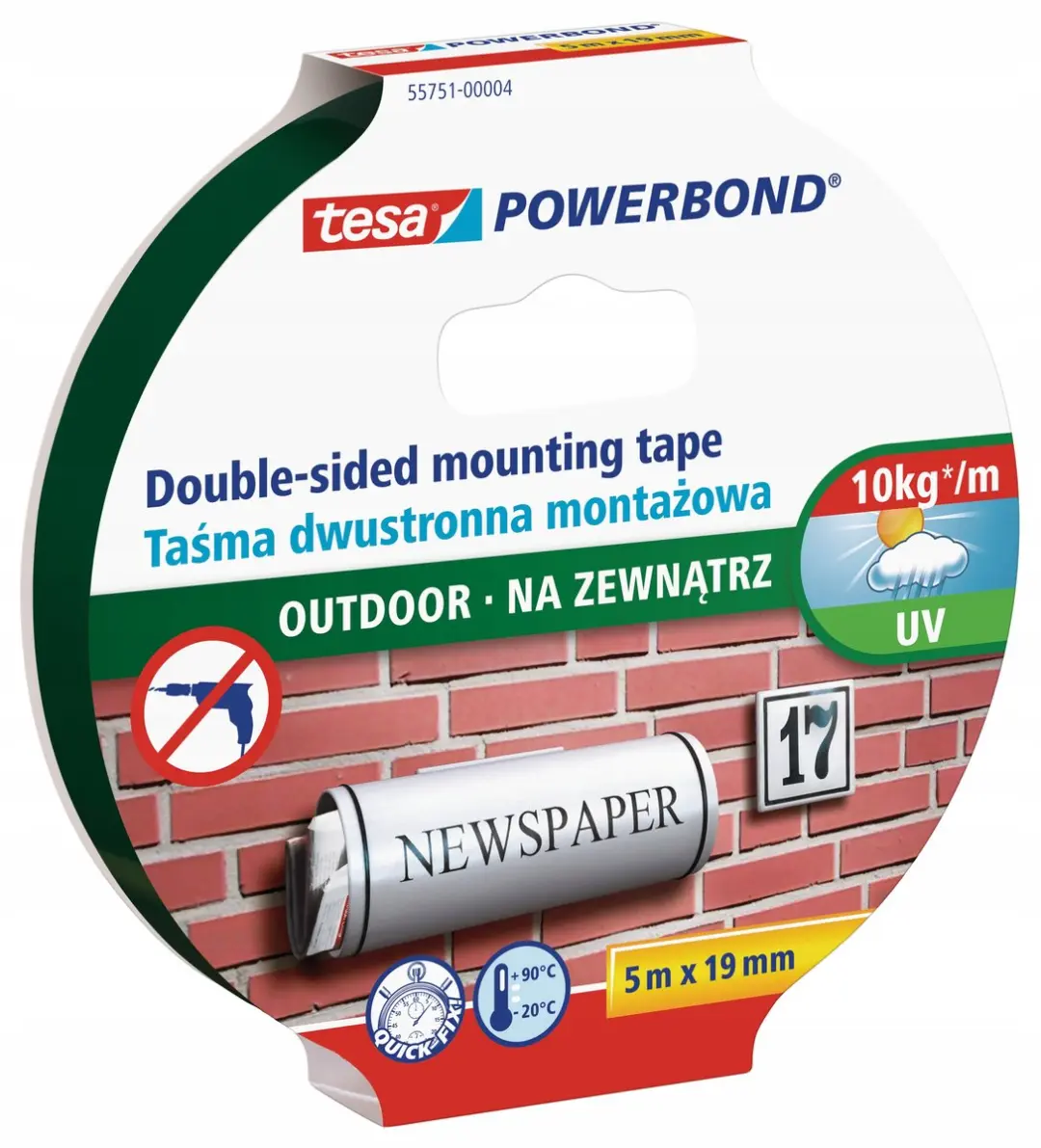 Tesa Powerbond Dubbelzijdige Montagetape 19mm x 5m