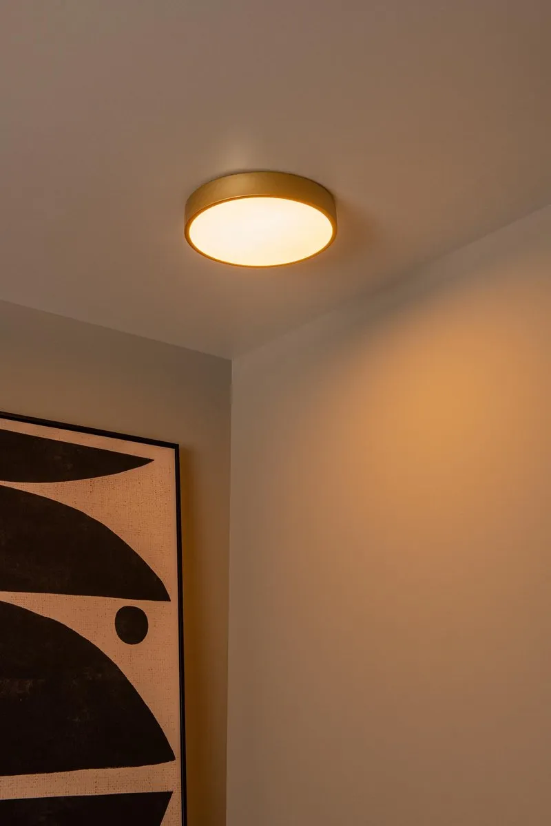 Lucide UNAR Plafonnière Ø30cm - Mat Goud/Messing - LED 18W 2700K
