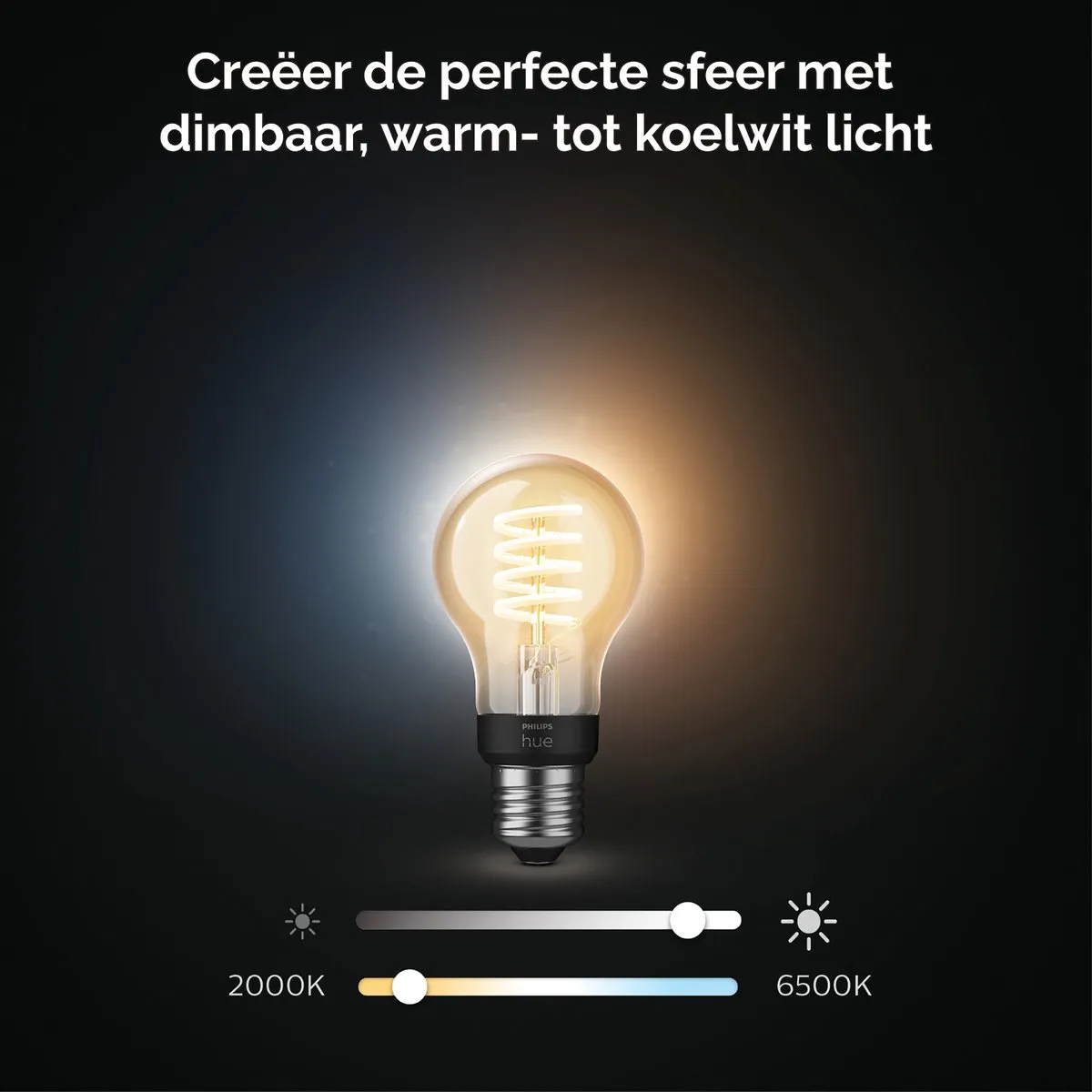Philips Hue A60 E27 Filamentlamp - 7W - Warm tot koelwit - 1 Stuks