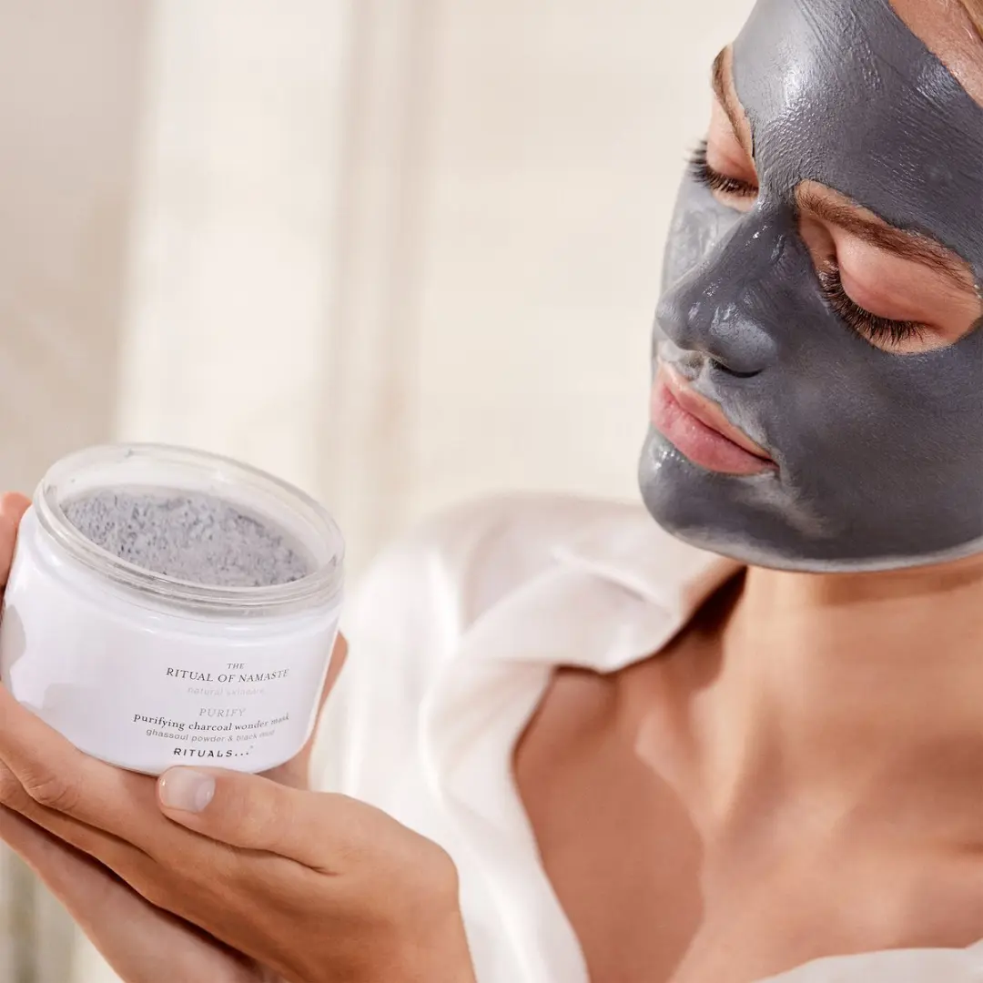 Rituals Namaste Purify Charcoal Wonder Mask 70g - Ghassoul Powder & Black Mud