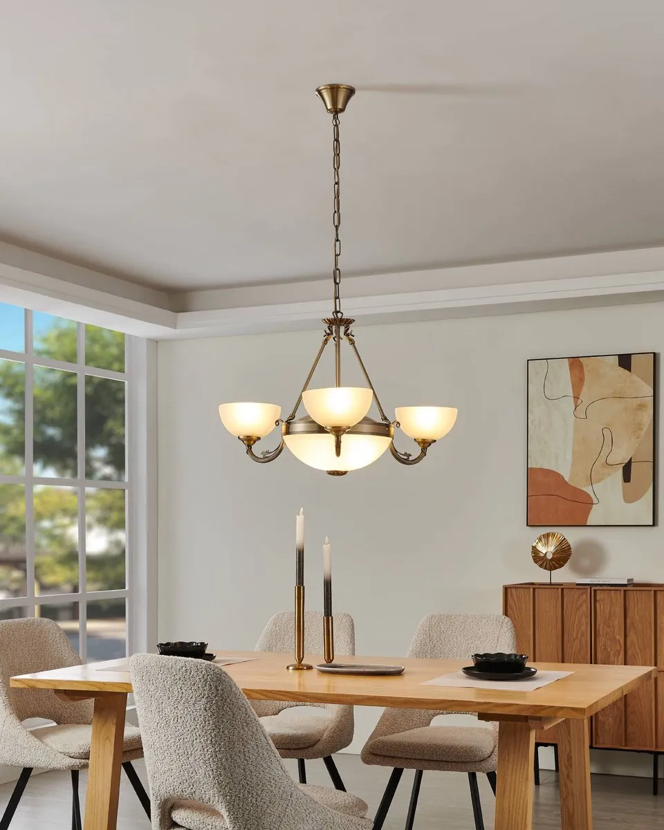 Eglo Savoy Hanglamp 5 Lichts Ø740mm - Brons/Wit