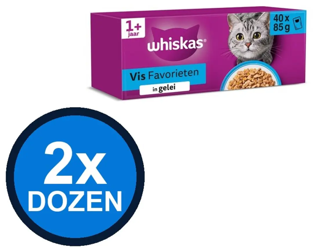 Whiskas Pouch Adult Gelei Vis Selectie