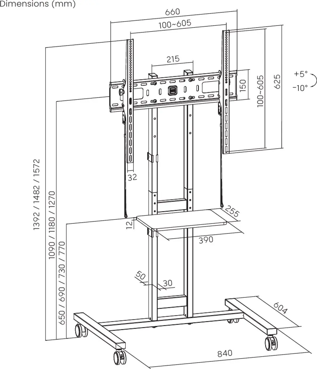 One For All Dynamic Line BM4673 TV-bevestiging - 90" - Zwart