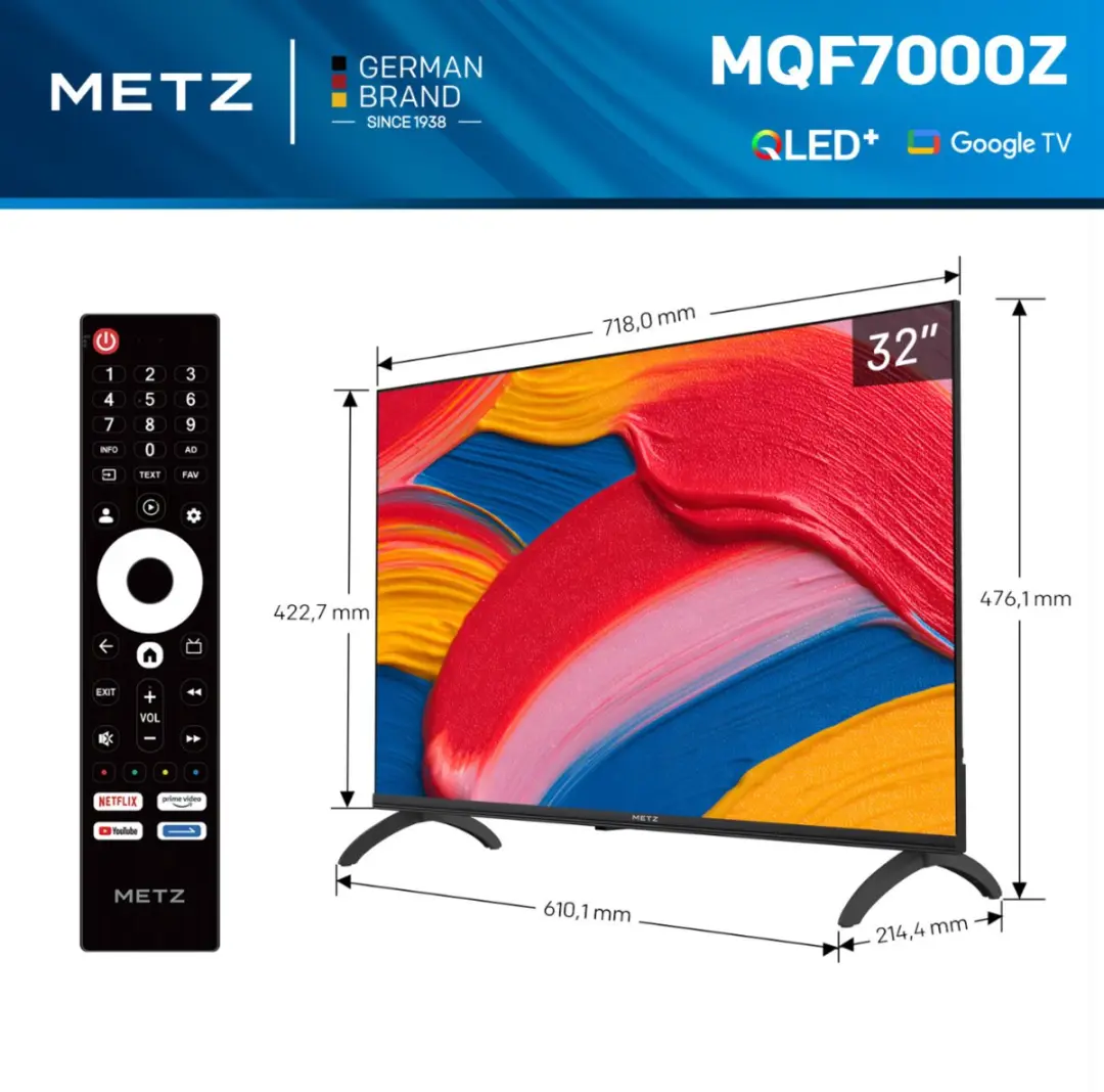 Metz QLED 32 inch TV - Zwart - afbeelding 3 van 6