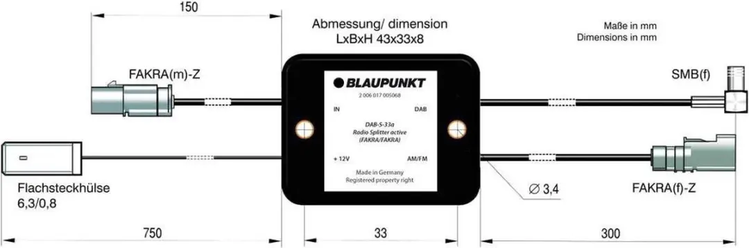 Blaupunkt SMBA-FAKRA Autoantenne-adapter 2006017472611
