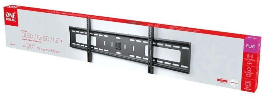 One For All WM4910 TV Muurbeugel - 42-120 inch - Vast - Zwart